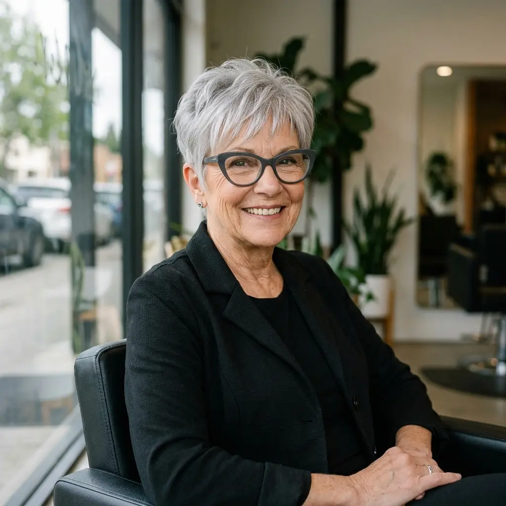 #10 Short Pixie Cut for Older Women with Glasses