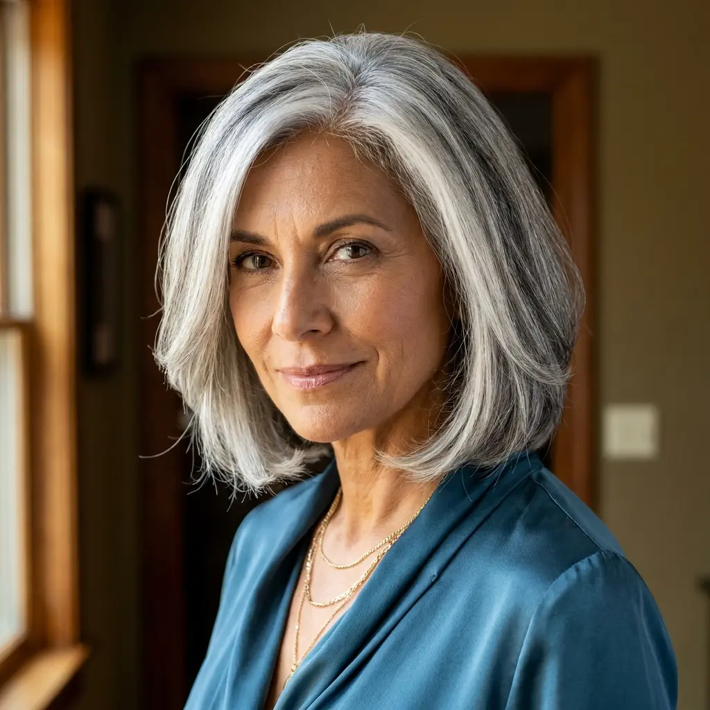 #10 Gray Hair With Lowlights And Icy Blonde Highlights