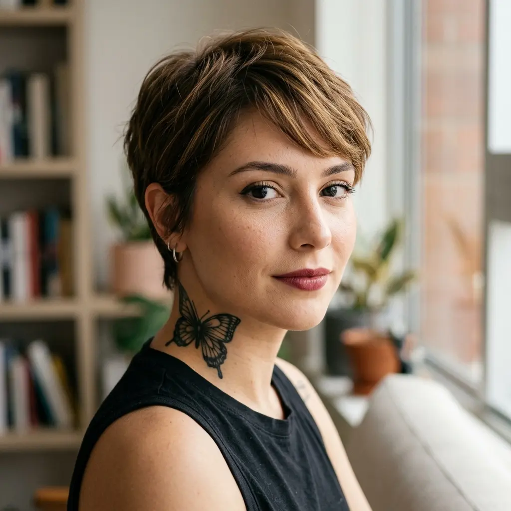 #10 Cute Pixie Cut with a Subtle Side Part and Fringe