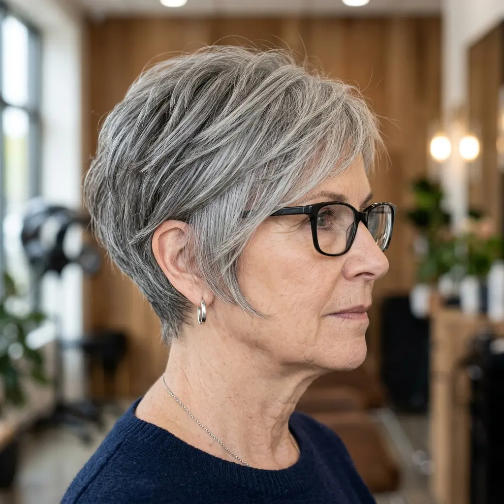 #12 Salt-and-Pepper Pixie for Women with Glasses