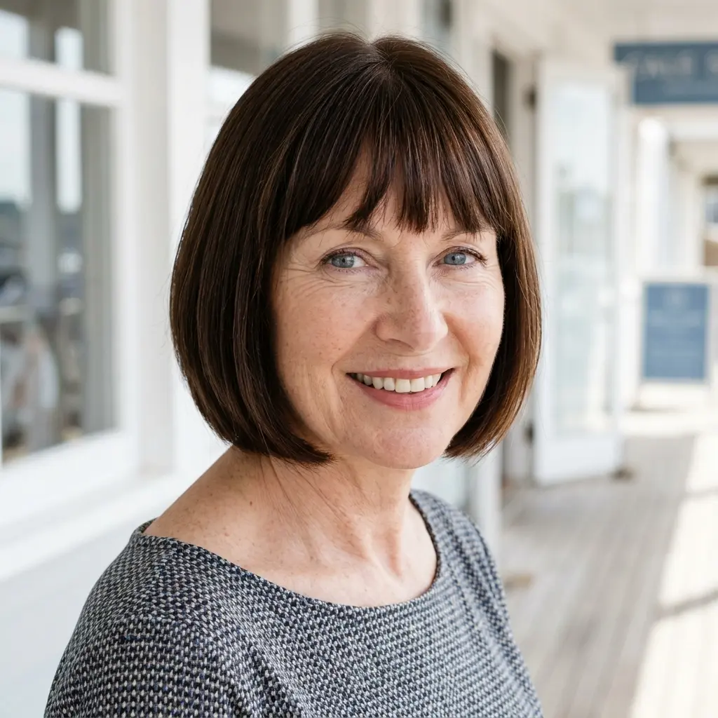 #12 Sleek Rounded Chin-Length Bob with Soft Micro-Bangs