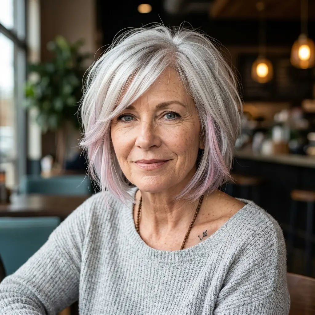 #12 Jaw-Length Bob with Edgy Lowlights