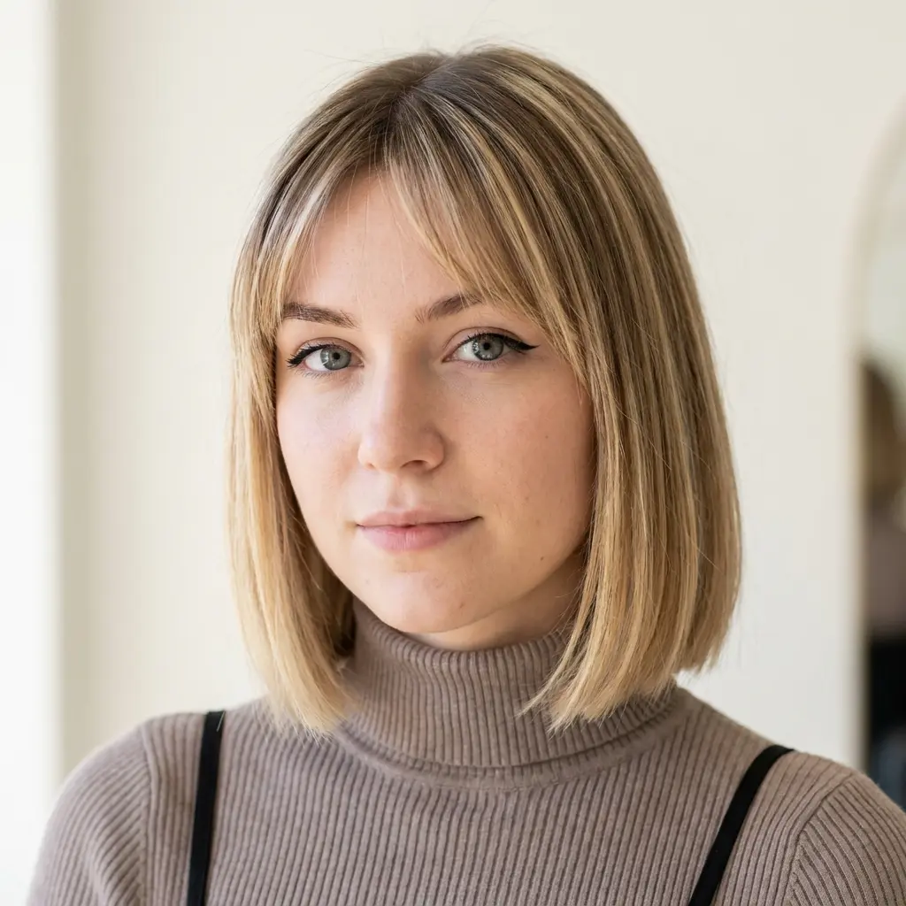 #13 Shoulder-Length Sliced Bob with Wispy Bangs