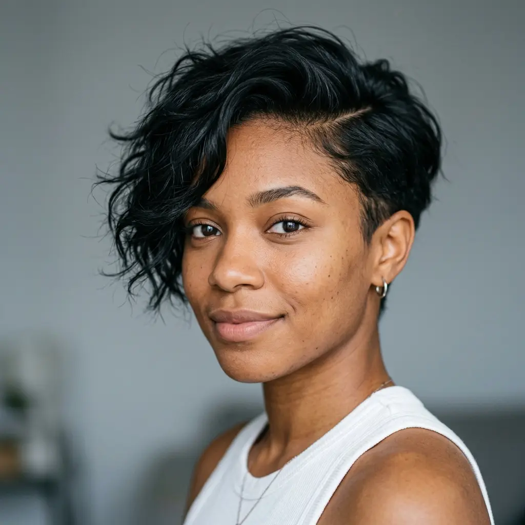 #13 Messy Pixie Cut with a Hard Side Part