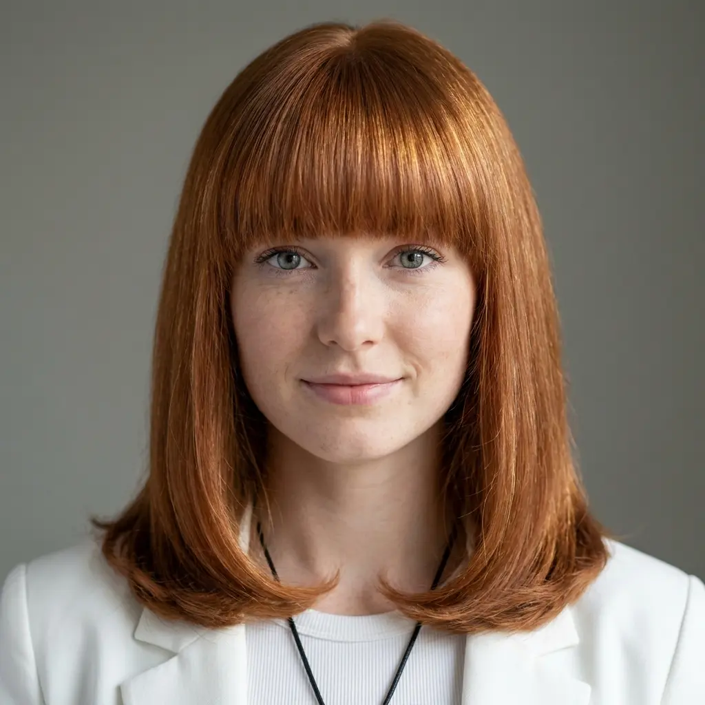 #14 Mid-Length Hair with Textured Ends and Full Fringe