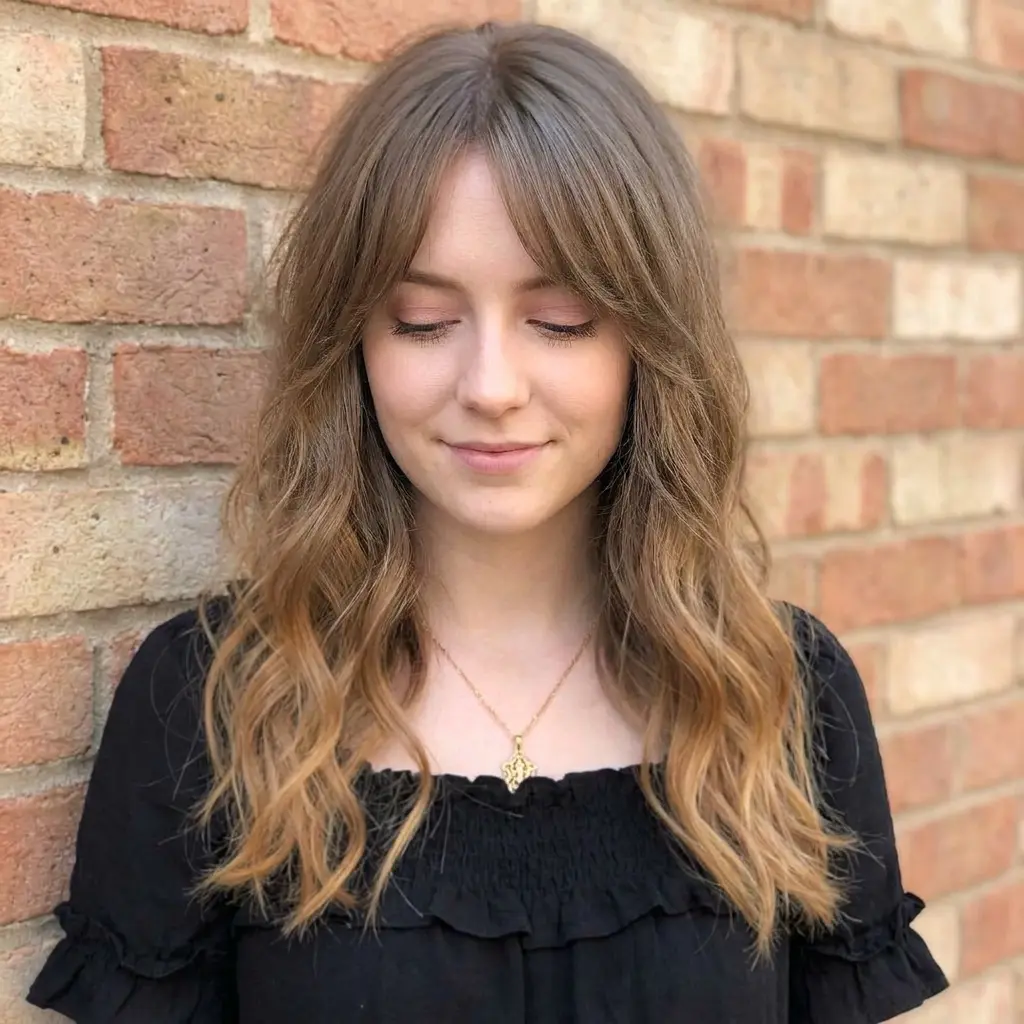 #15 Feminine Wavy Razored Cut with Side Bangs