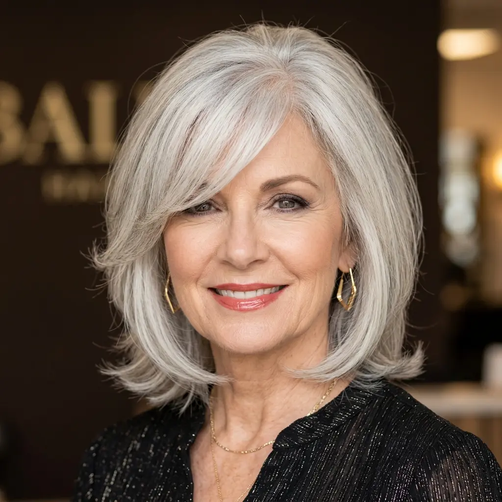 15. Long Bob with Side-Swept Bangs