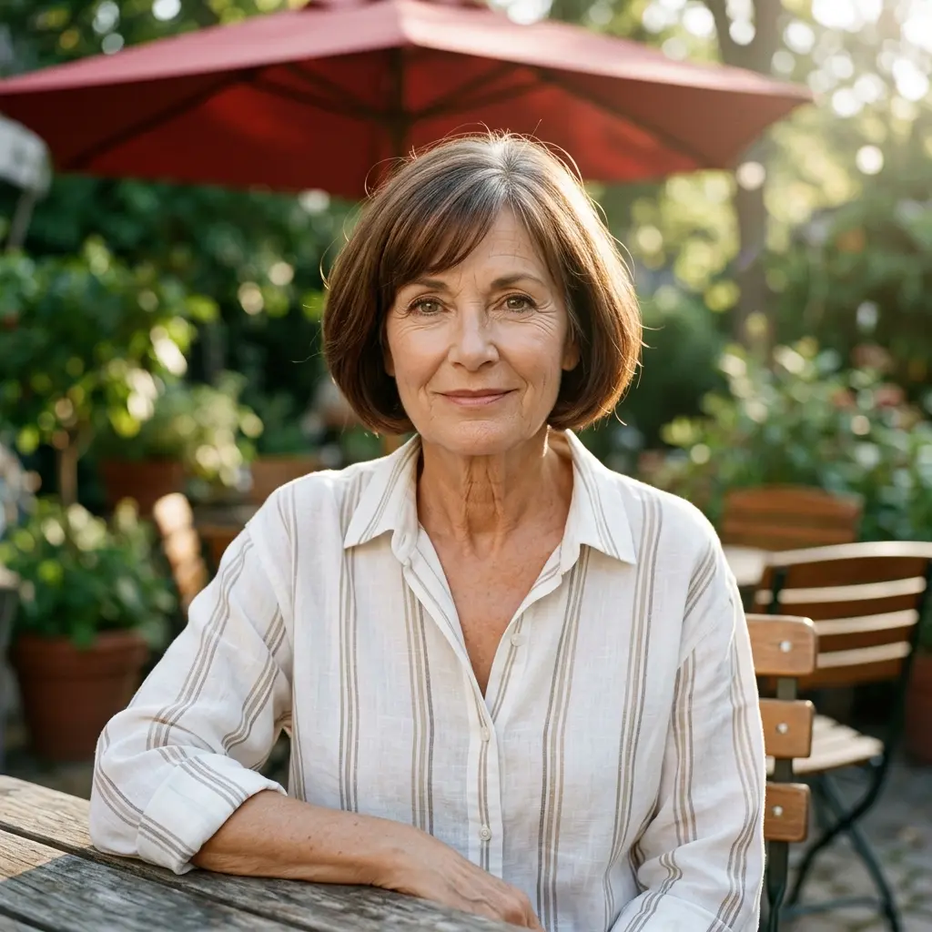 #16 Rounded Chin-Length Bob with Soft Side-Swept Fringe