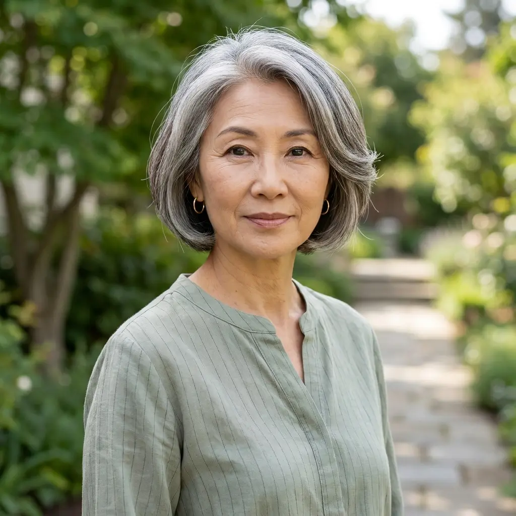 #2 Short Gray Hair With Soft Brunette Lowlights