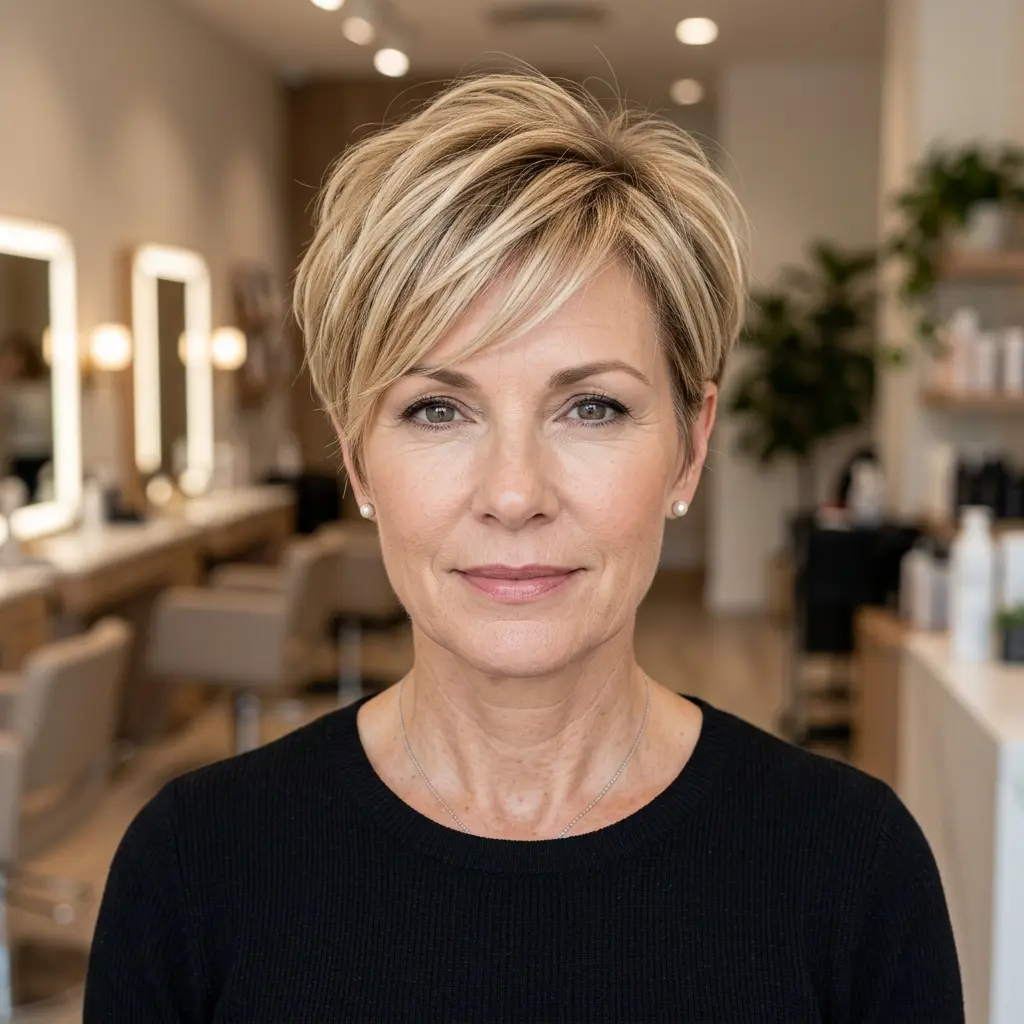 #2 Modern Short Blonde Pixie Cut with Textured Layers