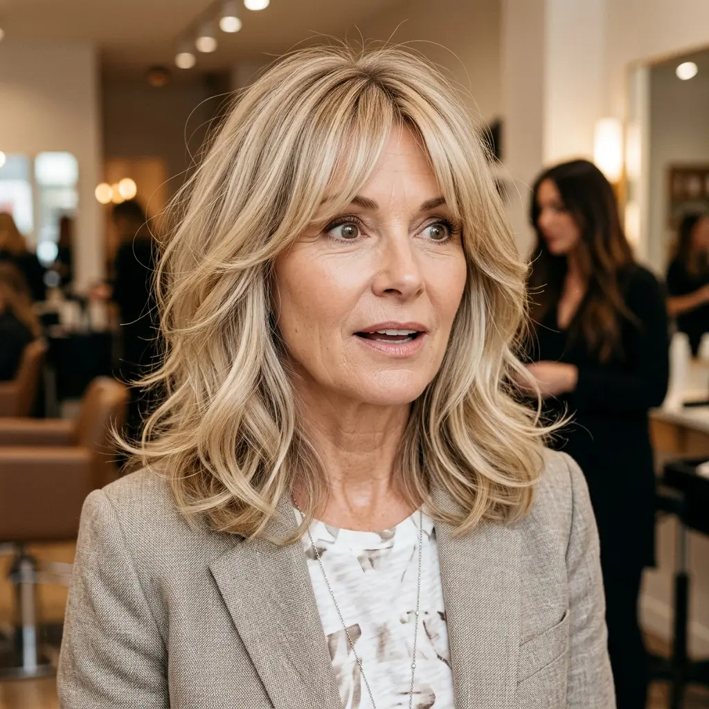 #2 Champagne Blonde Softly Layered Collarbone Lob