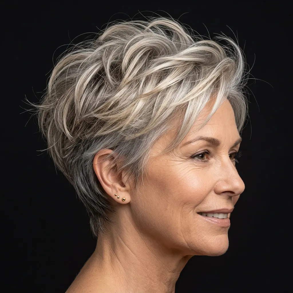 #2 Textured Short Pixie Cut for Round Faces