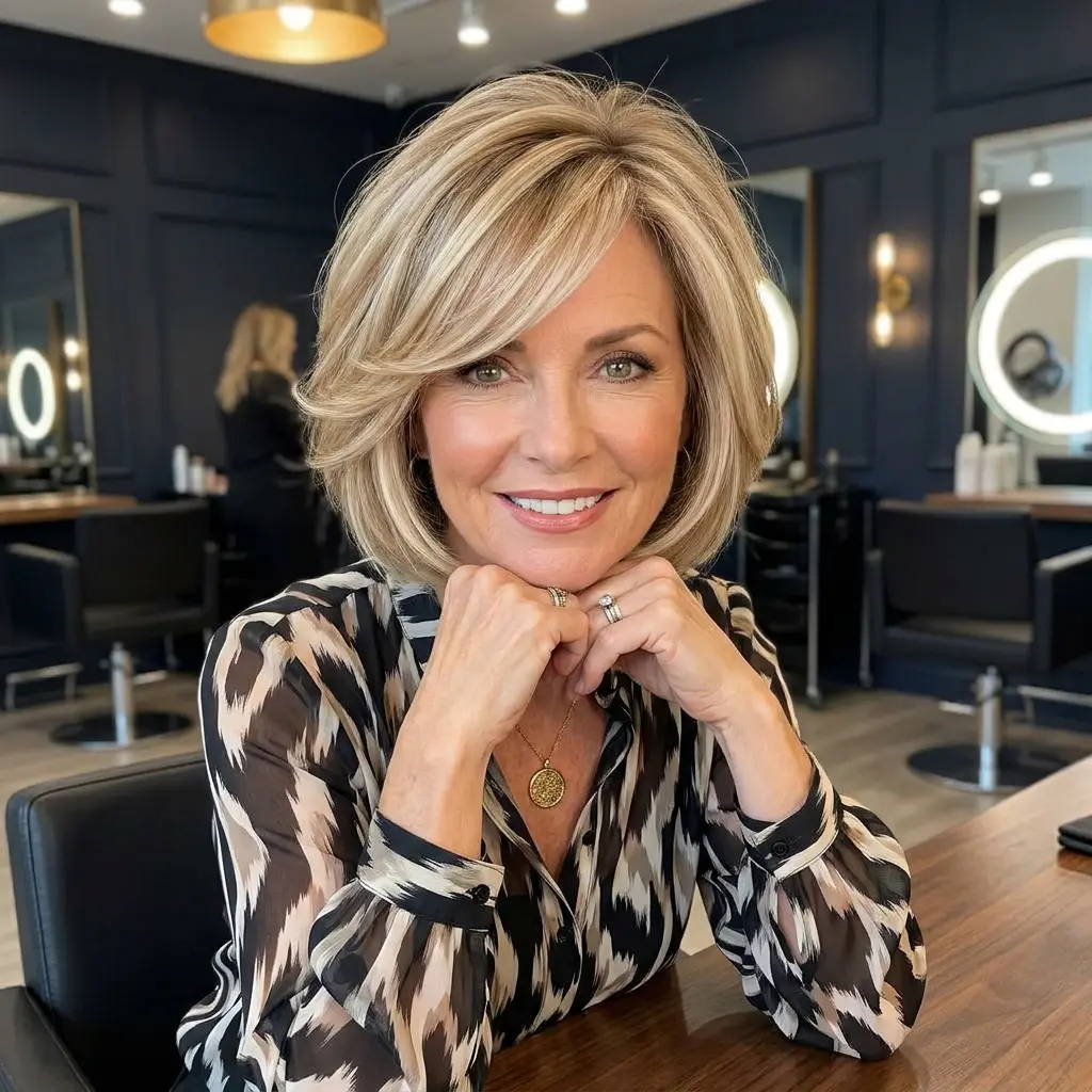 #5 Wispy and Side-Parted Blonde Bob
