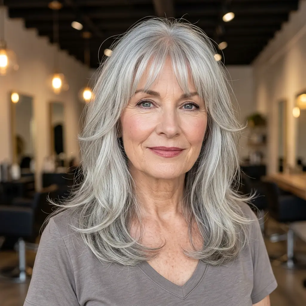 #6 Silver Layers with Bangs That Actually Work