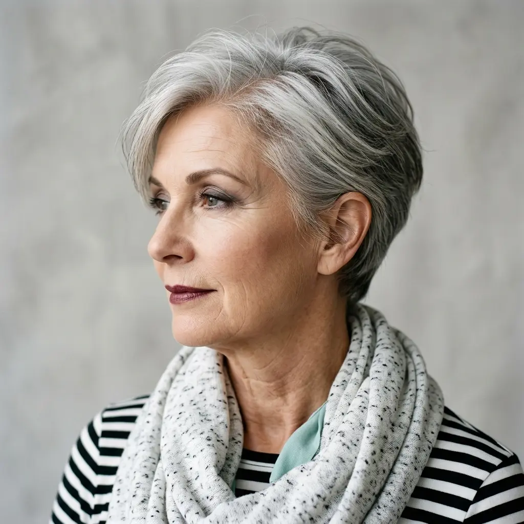#7 Textured Silver Pixie with Side Volume