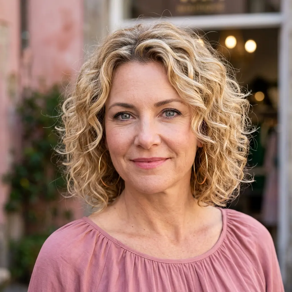 #7 Short Curly Blonde Layered Pixie-Bob with Face‑Framing Soft Layers
