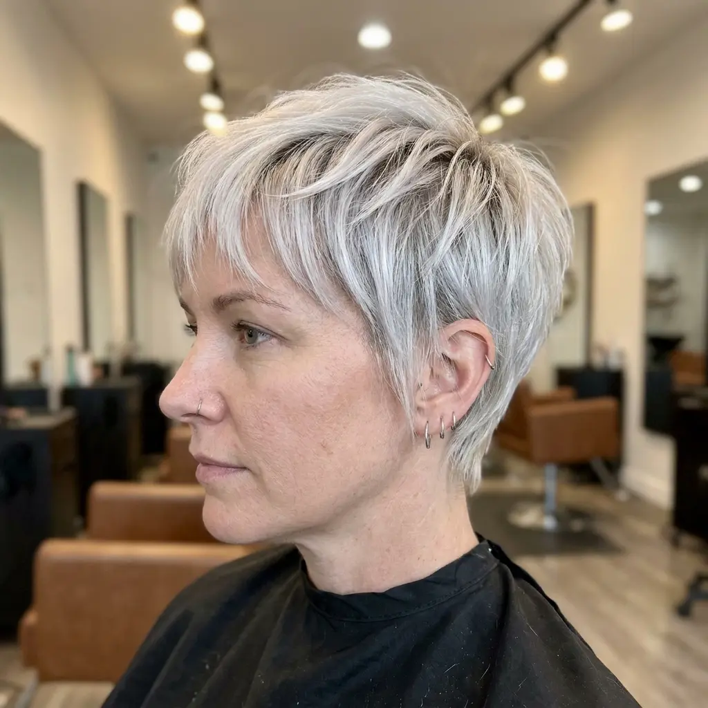 #8 Trendy Platinum Pixie with a Wispy Fringe