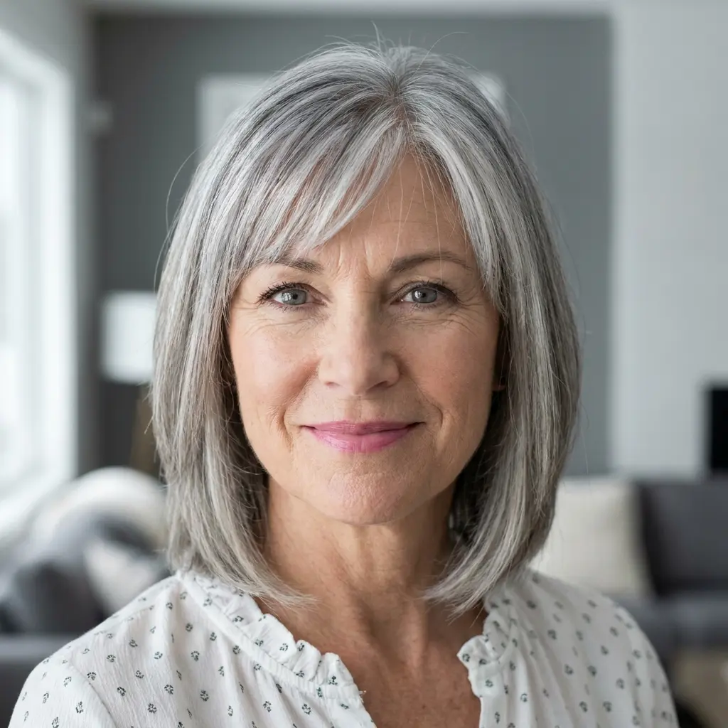 #8 Brown Hair With Silver Highlights And Gray Lowlights
