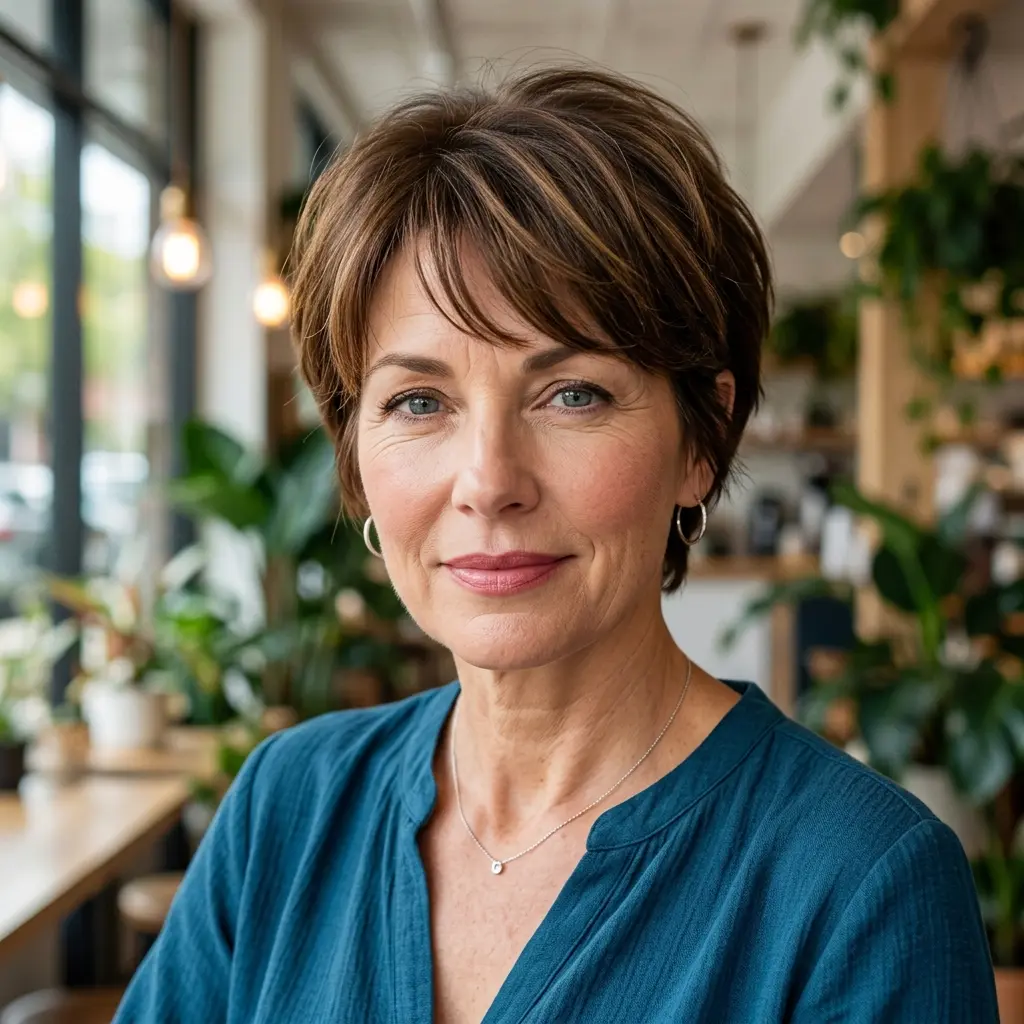 #8 Short Softly Layered Pixie with Side-Swept Micro-Fringe