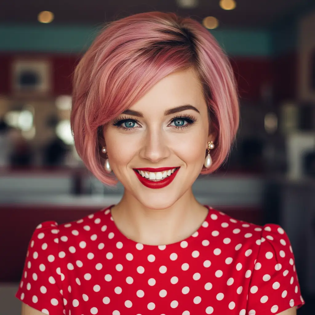 Bright Short Feathered Bob with a Side Part