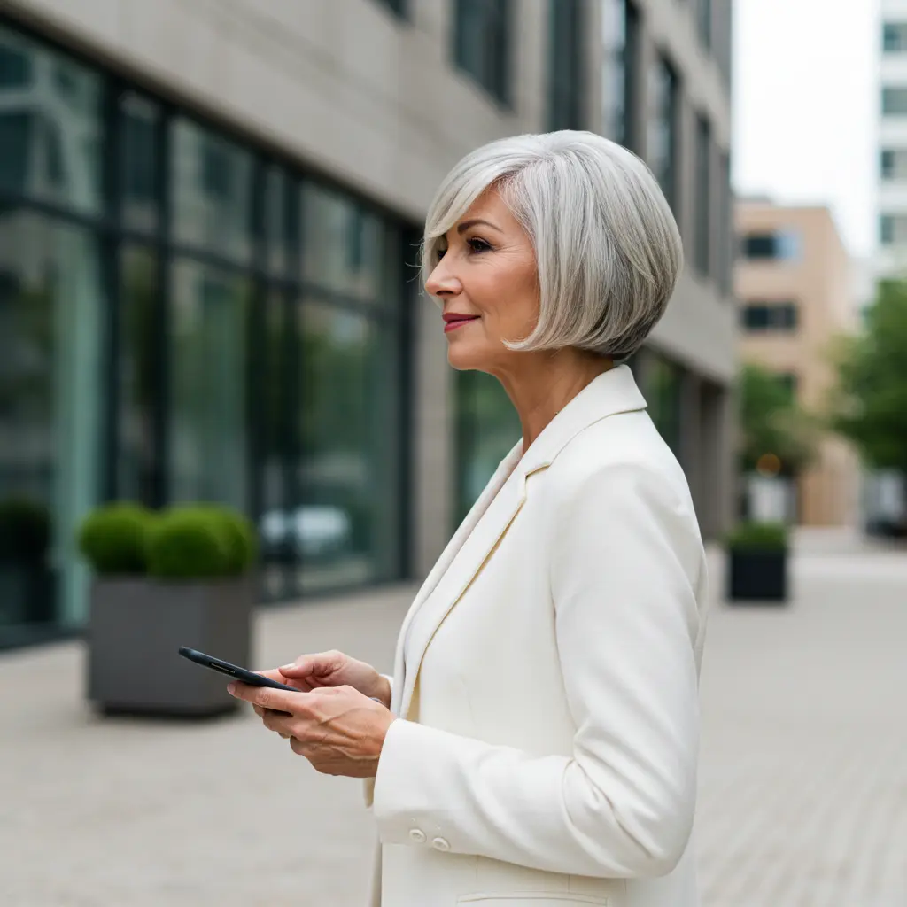 Short Sleek Bob with Swoopy Front Layers