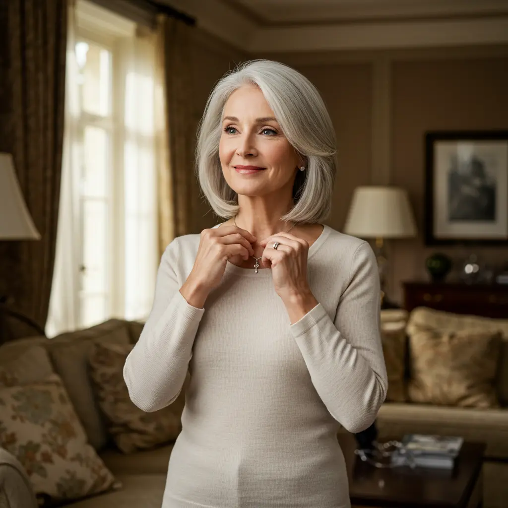 Side-Parted Long Silver Hair with Layers