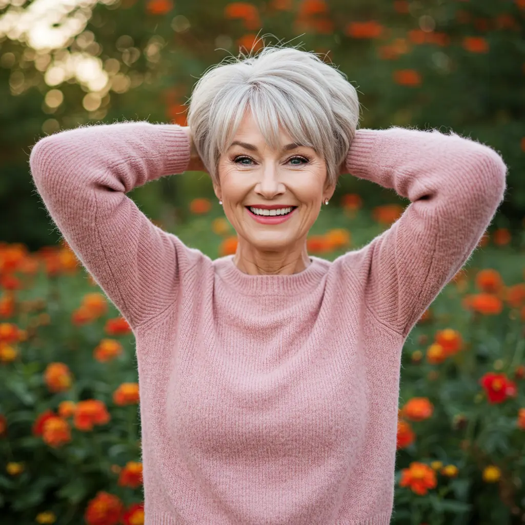 Round Pixie Bob with Eyebrow-Skimming Bangs
