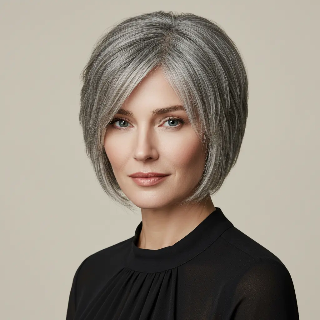 Salt and Pepper Bob for Thick Hair