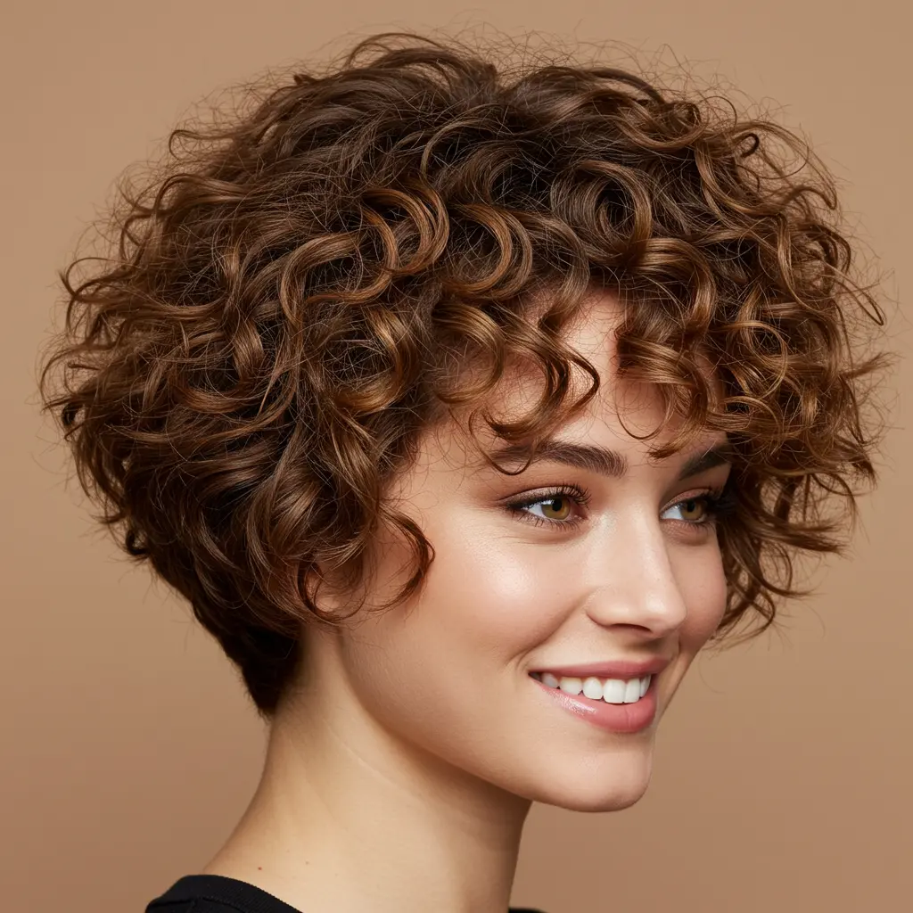Youthful Short Bob for Curly Hair