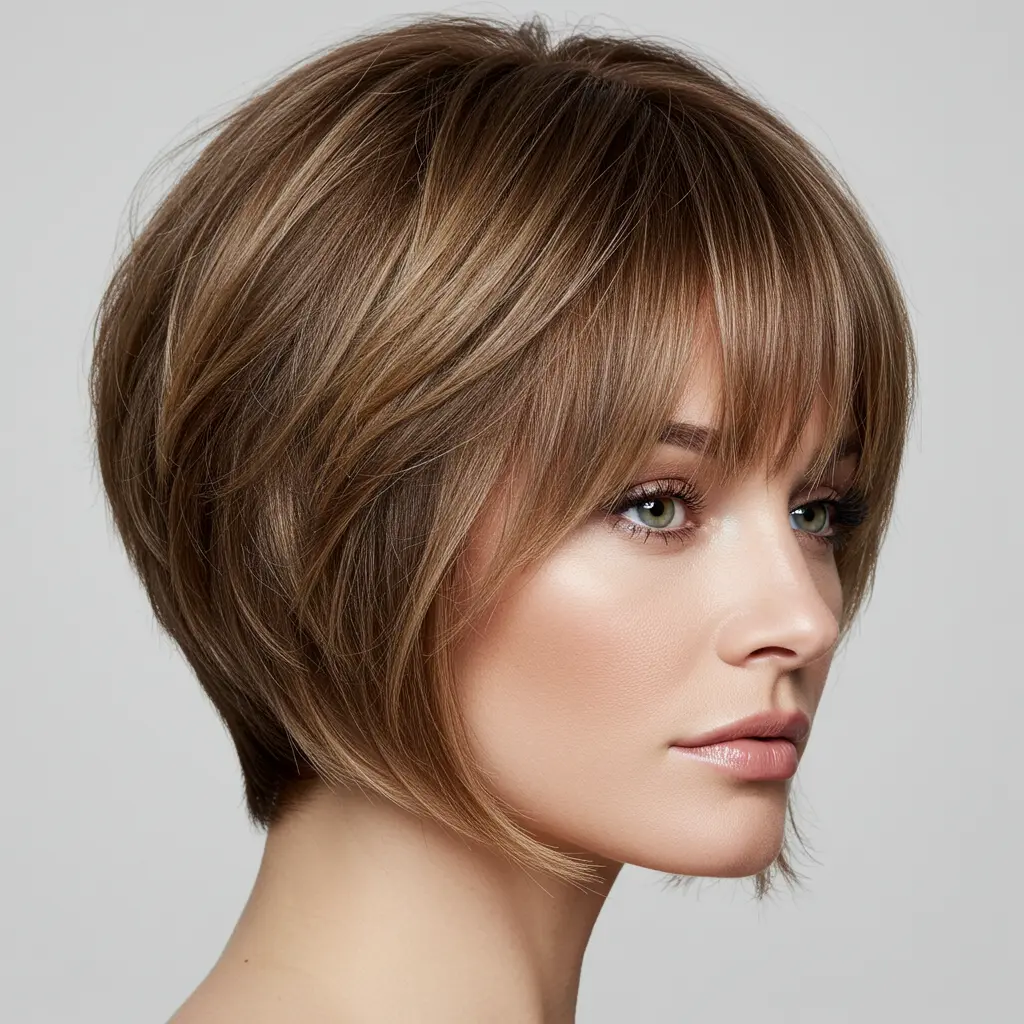 Feathery Short Bob with Side Bangs