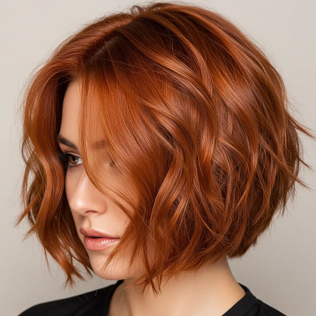 Beautiful Coppery Tousled Bob