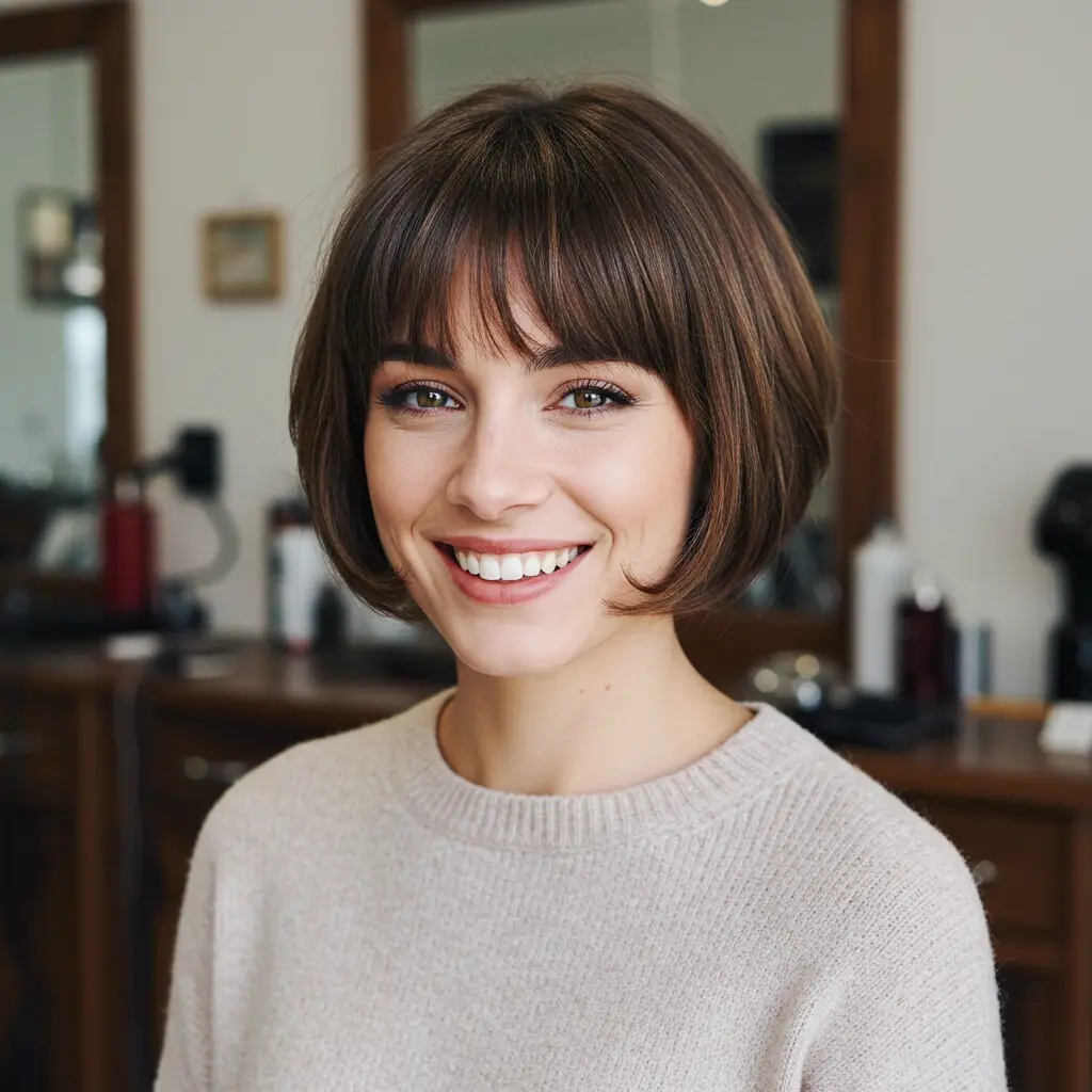 Classic Short Bob with Feathered Bangs