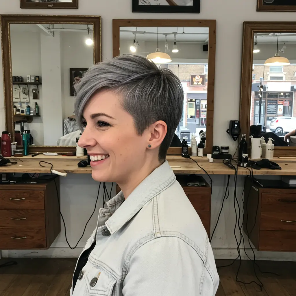 Sleek Gray Tapered Pixie