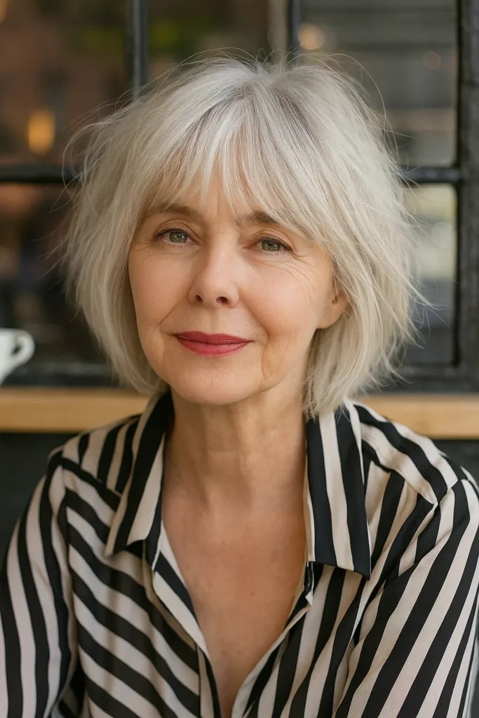 Shaggy French Bob with Feathered Fringe