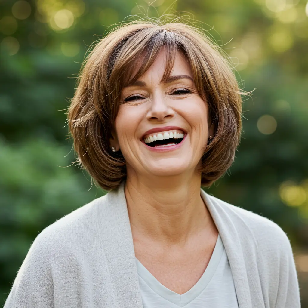 Mini Brown Bob with Wispy Layers