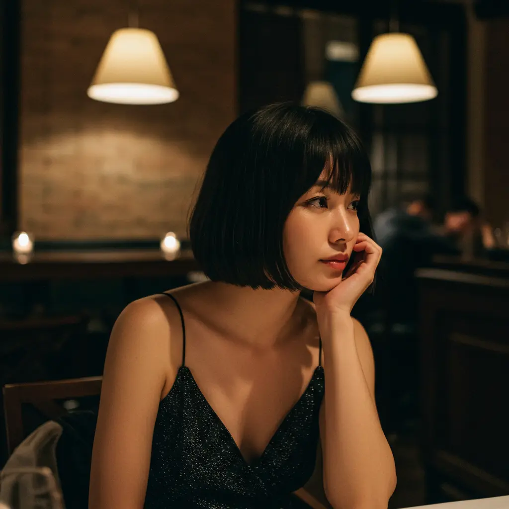 Sleek Blunt Bob with Thin Bangs