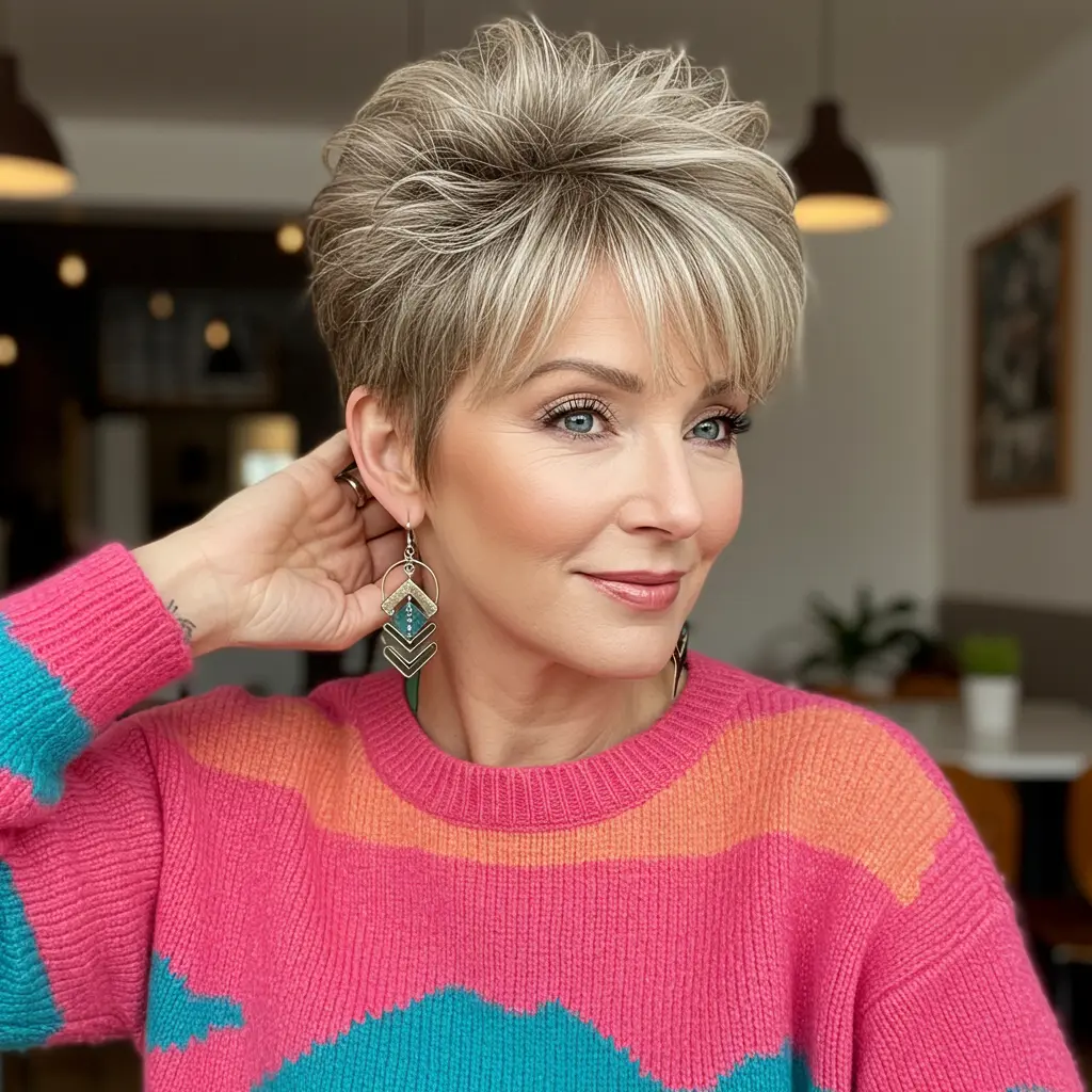 Short Shaggy Haircuts With Bangs and Crown Volume