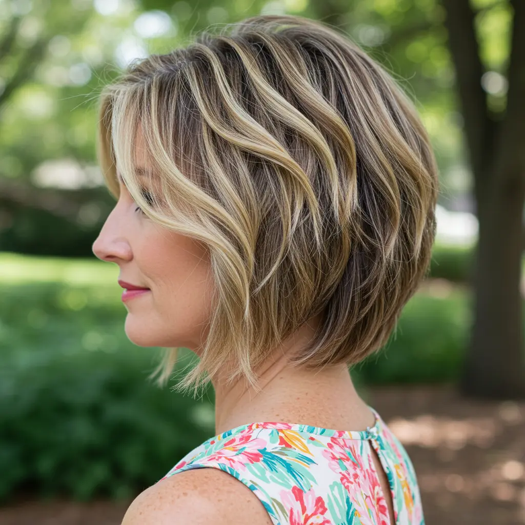 Nape-Length Graduated Bob with Highlights and Lowlights