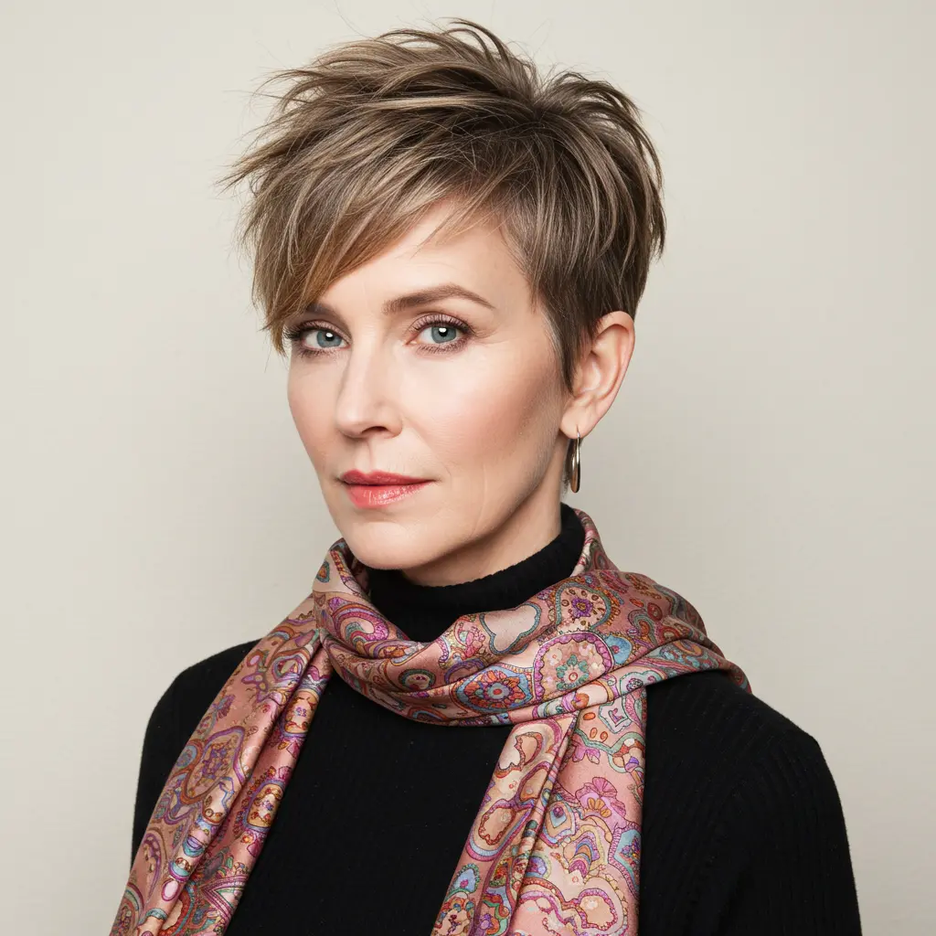 Mature Short and Choppy A-line Cut