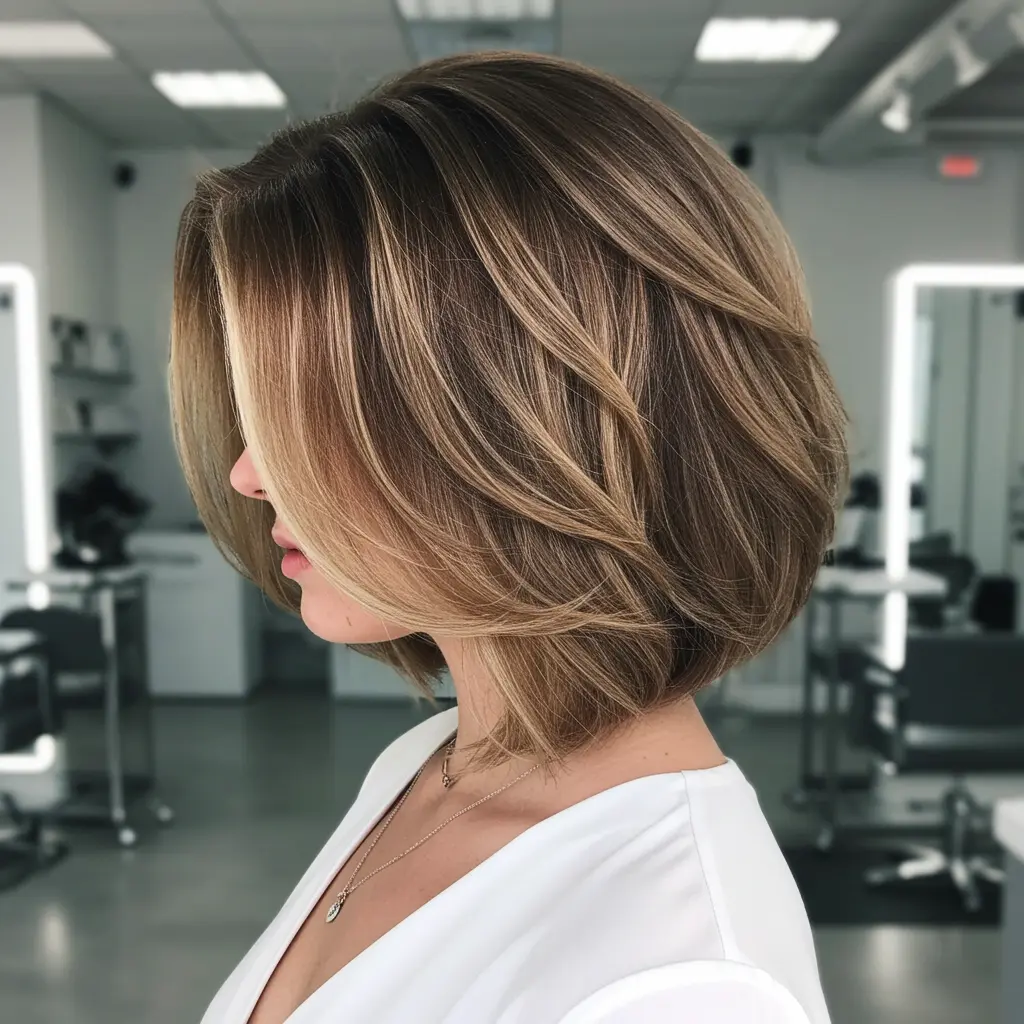 High-volume lob with layering solution for thin hair