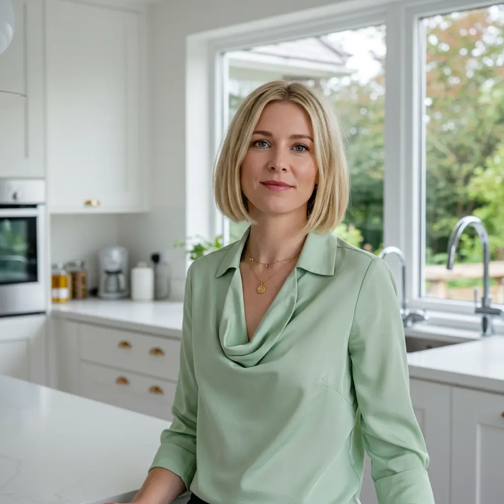 Sleek Blonde Hair with Above-the-Shoulders Cut