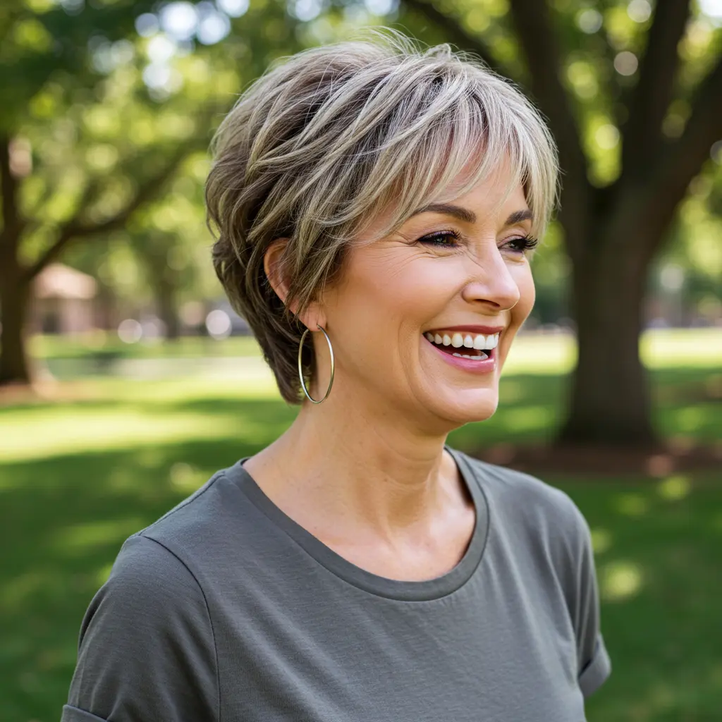 Short Shag With Bangs and Layered Volume
