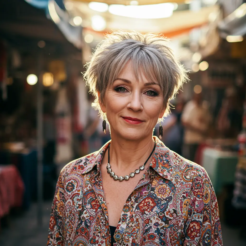 Jagged Ends and Full Bangs for Short Hair