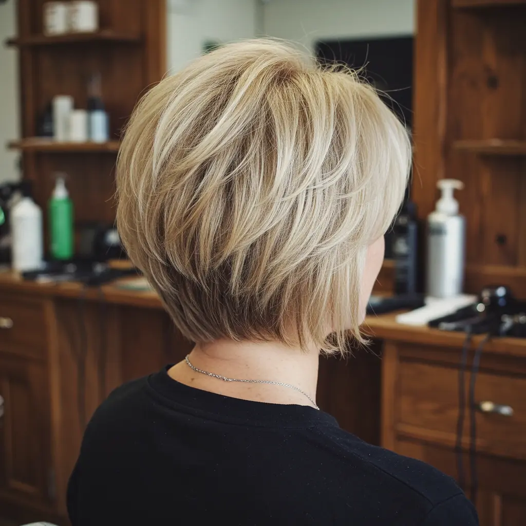 Classic Inverted Cut on Short Blonde Hair
