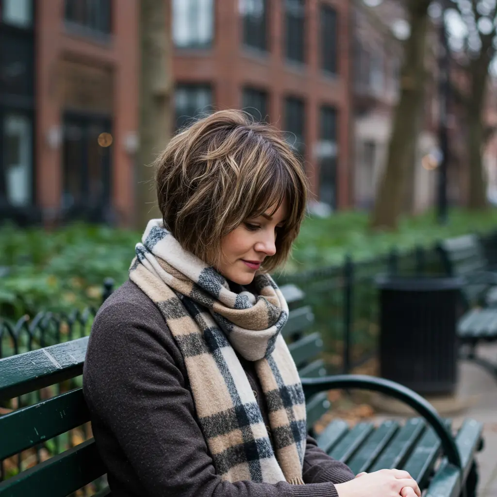 Short Layers and Bangs on a Textured Bob