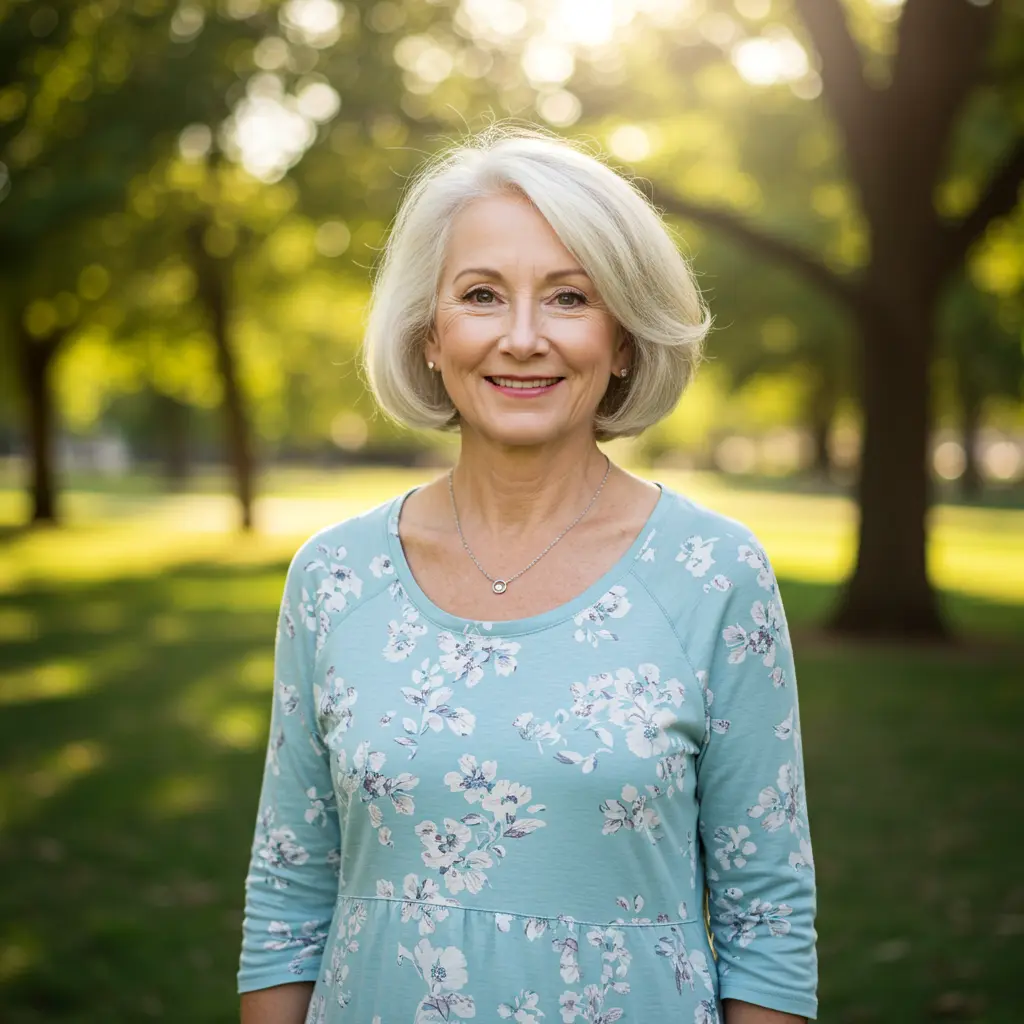 Rounded Bob on Silver Blonde Hair
