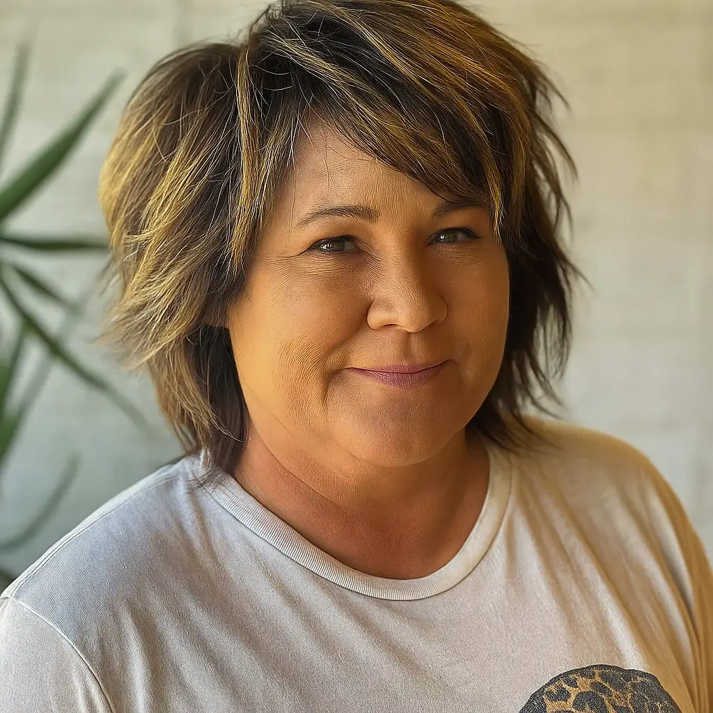 Chic highlighted choppy bob with side bangs