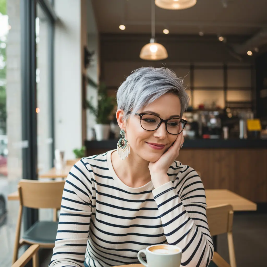 Stylish Silver Balayage for Short Hair