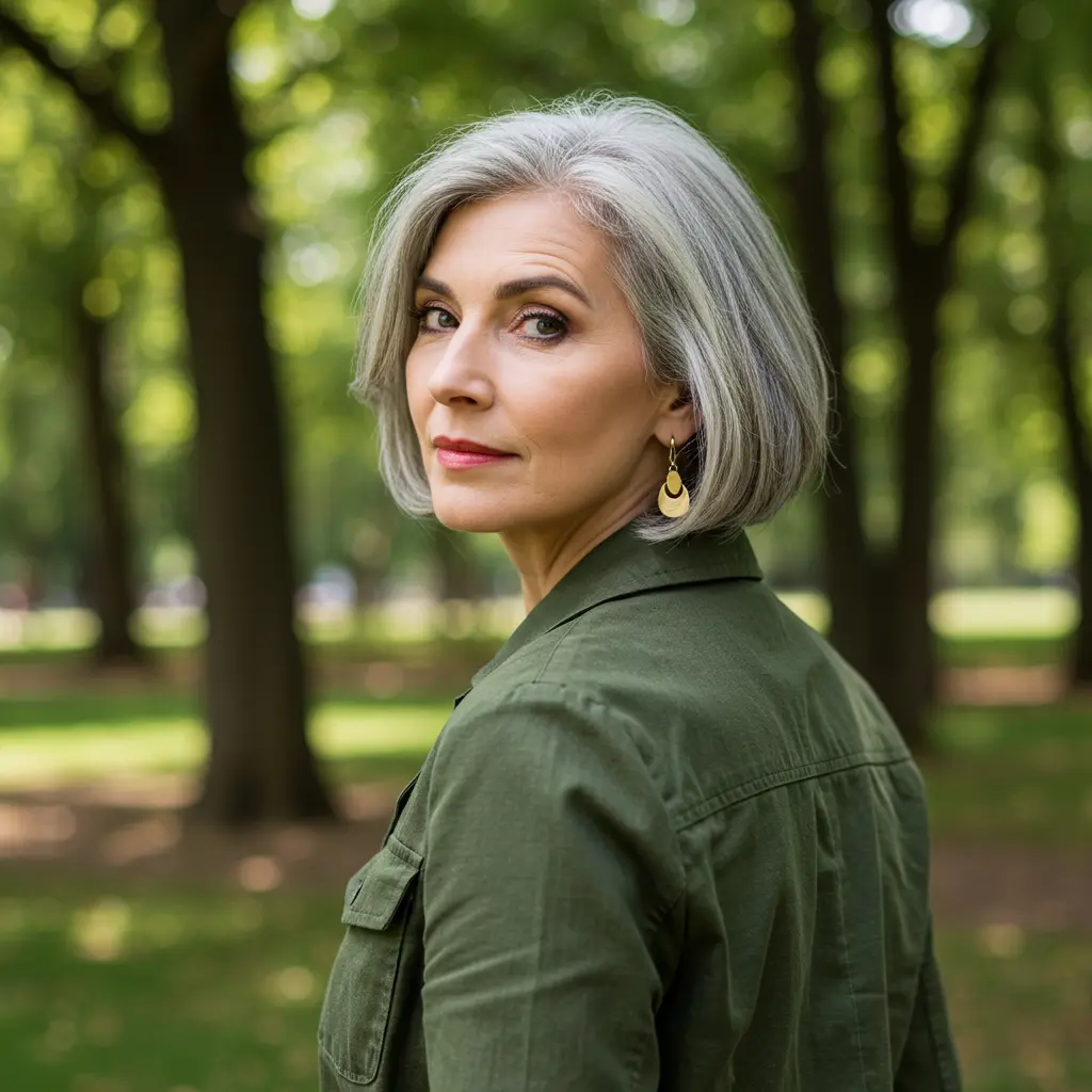Salt-and-Pepper Bob Cut