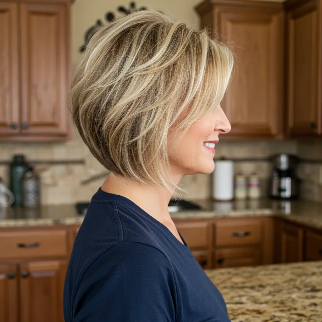 Dimensional Blonde for a Neck-Length Slanted Bob